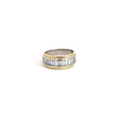 14k Two Tone 1.50ct E VS2 Channel Set Baguette Diamond with Braided Edges Ring 7.60 gram 9mm Ring